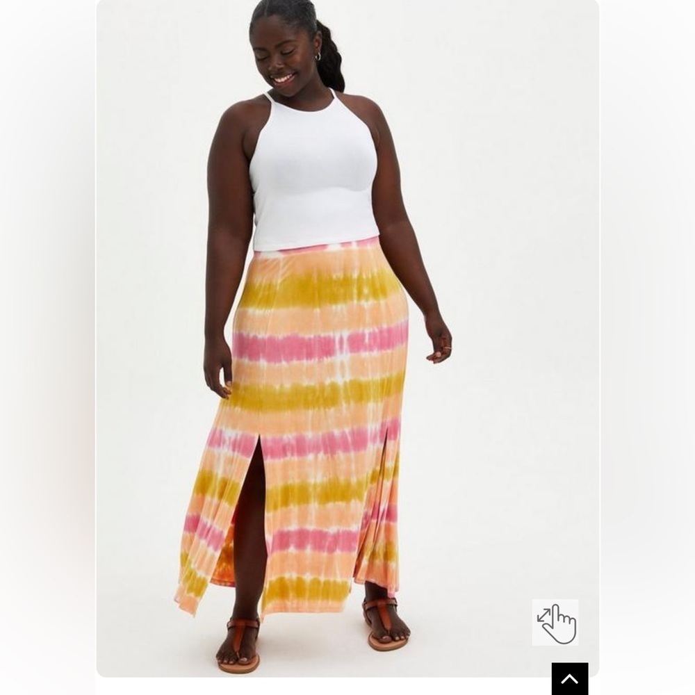 NWT Torrid Pink Dip Dye Double Slit Jersey Maxi Skirt Size 4